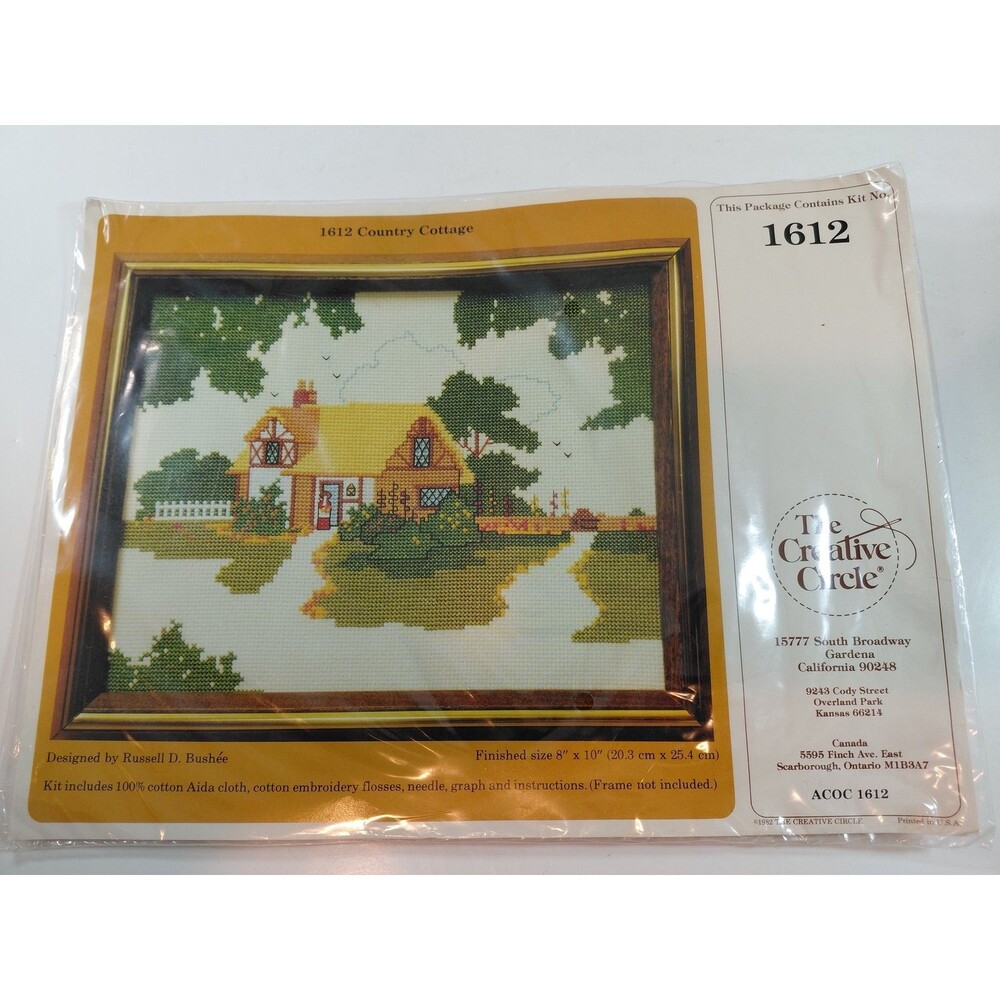 The Creative Circle 1612 Country Cottage Counted Cross Stitch Kit 8x10 New